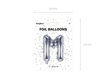 Balon foliowy Litera M 35cm, srebrny