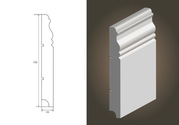 Listwa przypodłogowa cokół MDF Wersal 150 - 19x150