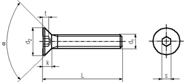 Черный конический винт M5x8 с внутренним шестигранником 10 шт.