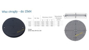 ЛЮК ЧУГУННЫЙ круглый АО 500. Крышка септика чугунная.