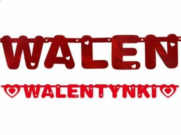 Baner Walentynki czerwony napis girlanda dekoracja walentynkowa na ścianę