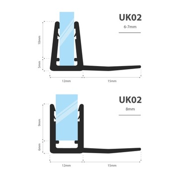 Уплотнитель для душевой кабины 50см 6 7 8 мм UK02