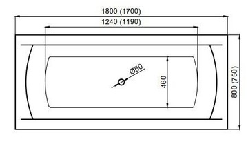 ПОЛЬША POLIMAT прямоугольная ванна INES 180x80 Polimat + сифон