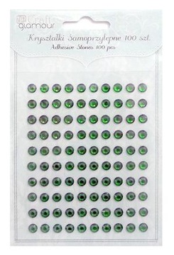KRYSZTAŁKI SAMOPRZYLEPNE 6mm 100szt GREEN ..Łódź