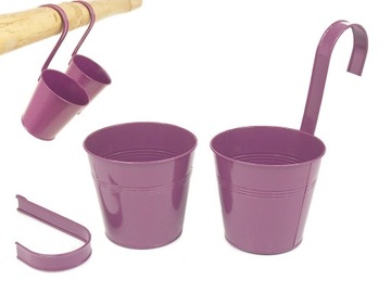 DUŻA DONICZKA osłonka doniczki BALKONOWA WISZĄCA jagodowa 16 cm