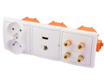 Gniazdo ścienne 4 głośnikowe HDMI RJ 230V terminal