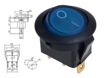 ПЕРЕКЛЮЧАТЕЛЬ С ПОДСВЕТКОЙ 3-контактный 2-полюсный 20А 12В постоянного тока.