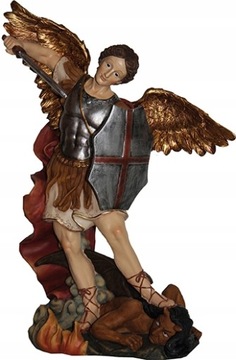 Piękna Figura Figurka Św. Michał Archanioł- RĘCZNIE MALOWANE- 20,3cm wysoki