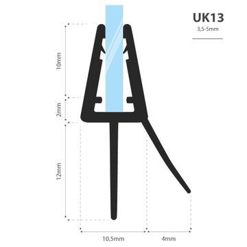Уплотнитель для душевой кабины 70см 3,5 5 мм UK13