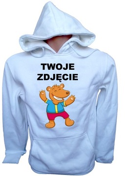 BLUZA Z KAPTUREM Z NADRUKIEM ZDJĘCIEM LOGO A4 FOTO