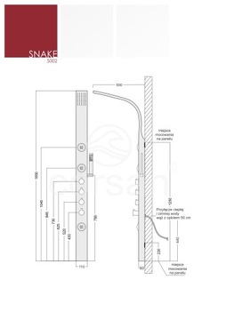PANEL PRYSZNICOWY NATRYSK SNAKE STALOWY MIESZACZ