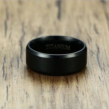 ЧЕРНОЕ ТИТАНОВОЕ ОБРУЧАЛЬНОЕ КОЛЬЦО, ТИТАН, размер 22, матовое