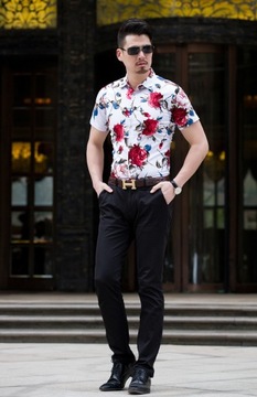 Elegancka casualowa koszula w kwiaty na randkę XL