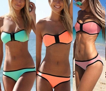 NEONOWY STRÓJ KĄPIELOWY BIKINI M/L SIWIEC neon HIT