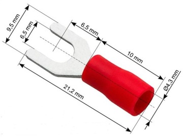 Konektor izolowany WIDEŁKOWY 6,5mm M6 100szt(3497)