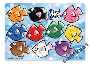 MELISSA DOUG DREWNIANE PUZZLE Z UCHWYTAMI RYBKI