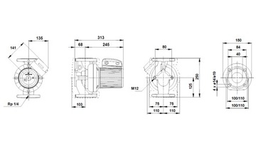 Насос Halm HUP 40-11,0 U 250 Grundfos UPS 40-120