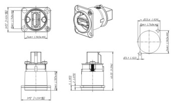 NEUTRIK NAUSB-W-B Панельная розетка USB