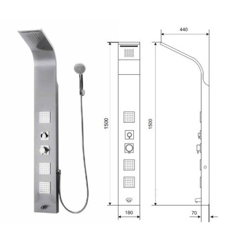 фото ориг. №5, Panel shower actima more with hydromassage silvery
