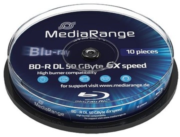 MediaRange BD-R DL, 50 ГБ, запись, 6 коробок для тортов, 10 шт. WaWa