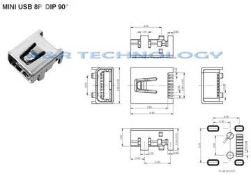 РАЗЪЕМ MINI USB 90 DIP 8PIN ДЛЯ КАМЕРЫ SAMSUNG SONY