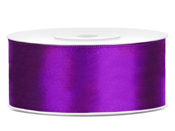 Wstążka satynowa 25mm fioletowa purpurowa 25m tasiemka Wielkanoc DIY 1szt