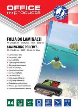 FOLIA DO LAMINOWANIA A4 2x125mikr transpar. 100szt