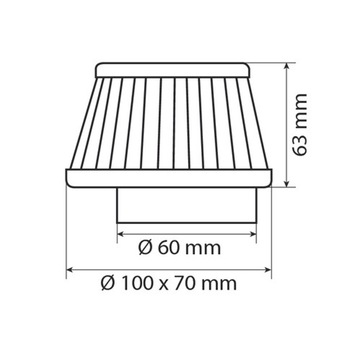 МОТОЦИКЛОВЫЙ КОНИЧЕСКИЙ ВОЗДУШНЫЙ ФИЛЬТР 60MM 5 06701