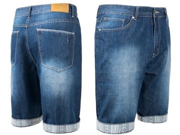 Duże Cienkie Krótkie Spodnie Spodenki Szorty Jeans Męskie Dżins L0002 106cm