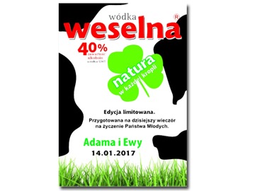 NAKLEJKI NA WÓDKĘ WESELNĄ ETYKIETY ŚLUB 8szt.