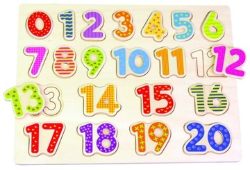 PUZZLE UKŁADANKA DREWNIANE CYFERKI LICZBY LELIN