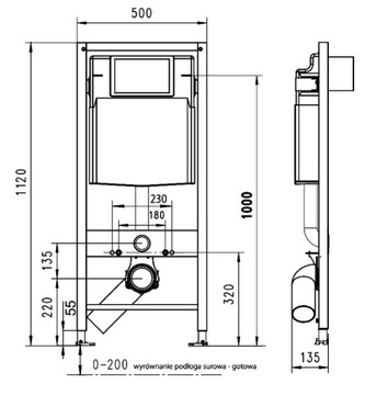 Каркас унитаза с/светом Jomo Tga 3/6L 1120 мм Кнопка белая + крепление