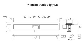 SANITLINE ODPŁYW LINIOWY 60cm KOMPLET + WZORY