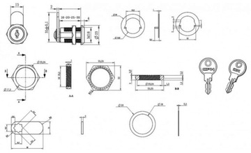 ЗАМОК ДЛЯ ШКАФА BOX FI 18x16 18 X 16 L= 35 ММ