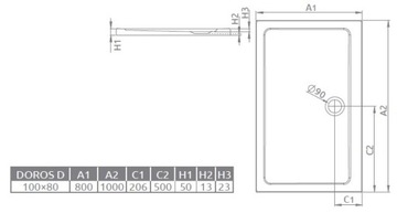 RADAWAY ПРЯМОУГОЛЬНЫЙ ДУШЕВОЙ ПОДДОН DOROS D 100x80x