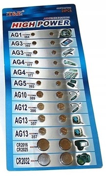 Zestaw baterii do zegarków 24 szt AG13 CR2025