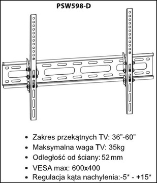 КРЕПЛЕНИЕ ЖКД/СВЕТОДИОДА 36-60 VESA 600X400 РЕГУЛИРОВАННАЯ АКЦИЯ!!