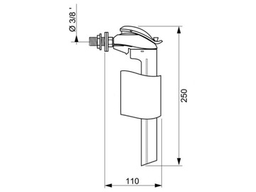 Боковой наполнительный клапан унитаза 3/8” латунь 