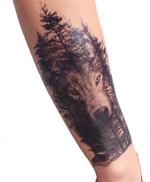 Tatuaż tymczasowy ręka noga LAS wilk przed ramię
