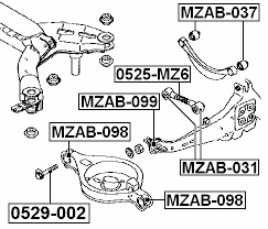 Сайлентблок промежуточного рычага MAZDA 6 GG GY 02-07 ЗАДНИЙ