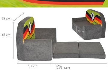 SOFKA DZIECIĘCA MINI-KANAPA ŁÓŻKO MATERAC FOTEL