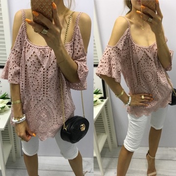 ITALY BOHO STYLE _ BLUZKA RIMINI RÓŻ HAFTY S-L %%%