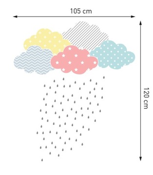Наклейка на стену ОБЛАКА, зонт, капли ХИТ!!!
