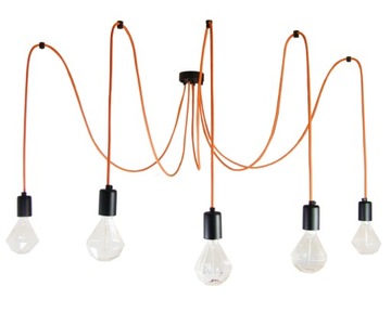 LAMPA WISZĄCA SUFITOWA PAJĄK 5 CZARNY - ORANGE