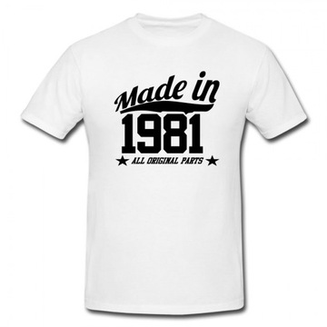 Koszulka na urodziny męska biała MADE IN 1981