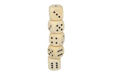 Набор кубиков DICE, 5 шт., 2x2 см, ДЕРЕВЯННЫЕ