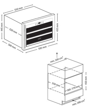 CASO WineSafe 18 EB BLACK встраиваемый винный холодильник, винный шкаф