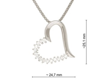 СЕРЕБРЯНАЯ ЦЕПЬ И КУЛОН-РОДАТА. СЕРДЦЕ ЦИРКОНИЙ