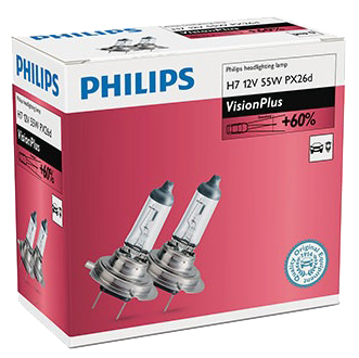 2x ŻARÓWKI PHILIPS VISION PLUS H7 +60% ŚWIATŁA