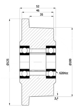 ФЛАНЕЦ КОЛЕСА СТАЛЬНОЕ КОЛЕСО fi125, подшипник V20